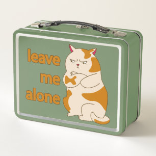 Moody fat cat leave me alone metal lunch box