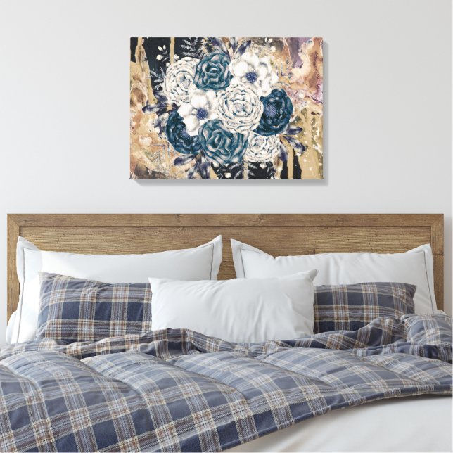 Moody Floral Abstract Vintage Charm Wall Art  (Insitu(Bedroom))