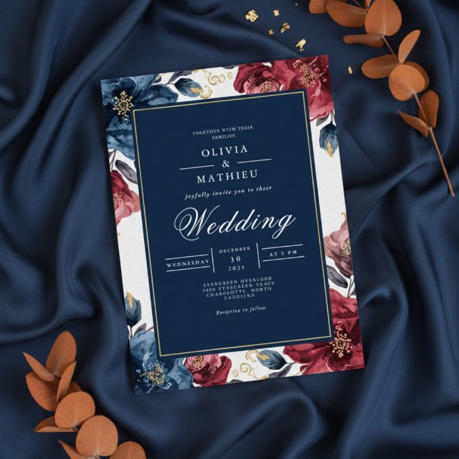 Moody Floral Arch Flourish Wedding Invitation (Creator Uploaded)