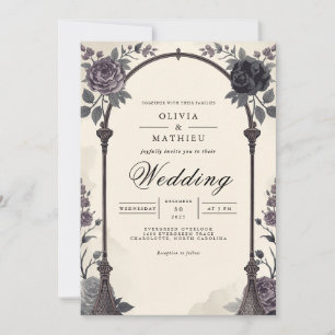 Moody Floral Arch Romance Wedding Invitation