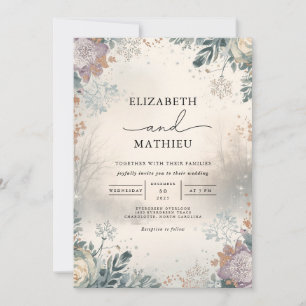 Moody Floral Autumn Wedding Invitation