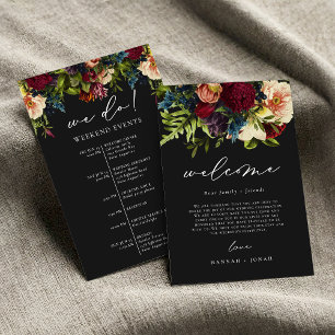 Moody Floral Black Gothic Wedding Welcome Bag card