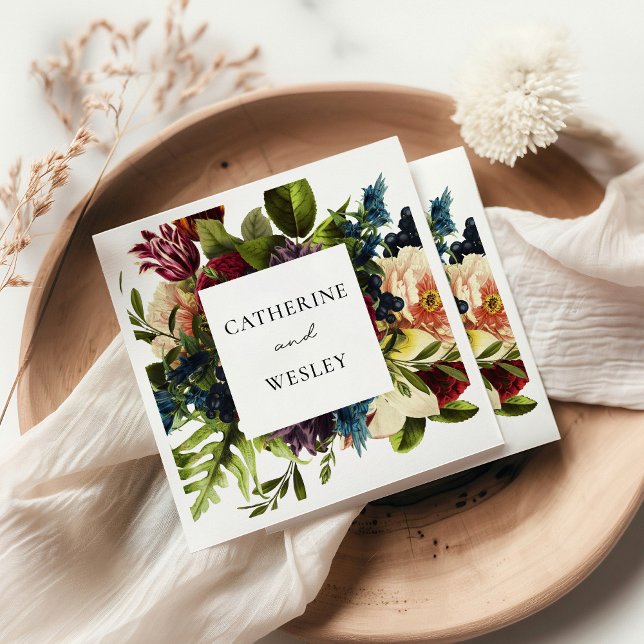 Moody Floral Burgundy Wedding  Napkin (Creator Uploaded)