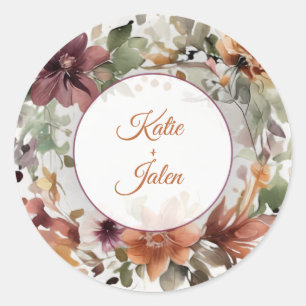 Moody Floral Custom Name Circle Sticker