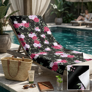 Moody Floral Dark Botanical Burgundy & Rose Beach Towel