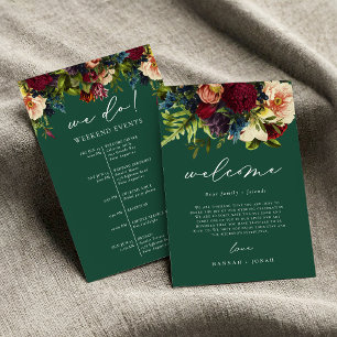 Moody Floral Emerald Wedding Welcome Bag card
