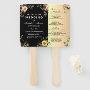 Moody Floral Floral Wedding Program Hand Fan