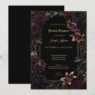 Moody Floral Gothic Bridal Shower invitation