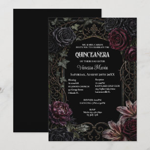 Moody Floral Gothic Quinceanera Invitat Invitation