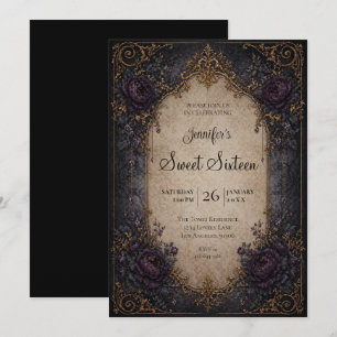 Moody Floral Gothic Sweet 16 Invitation