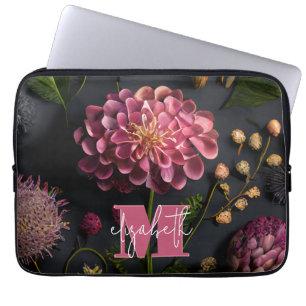 Moody Floral Monogrammed Laptop Sleeve