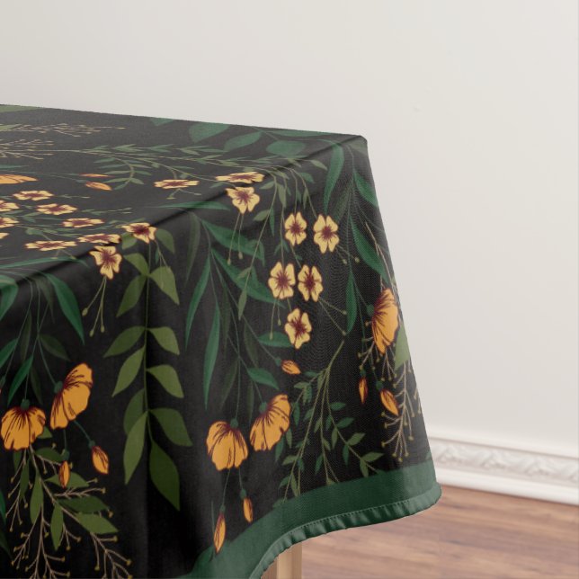 Moody Floral Noir Pattern Tablecloth (In Situ)