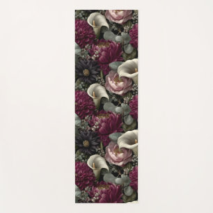 Moody Floral Pattern with Dahlias and Calla Lilies Yoga Mat