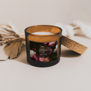 Moody Floral Wedding Dark Romantic Black Burgundy Rectangular Sticker