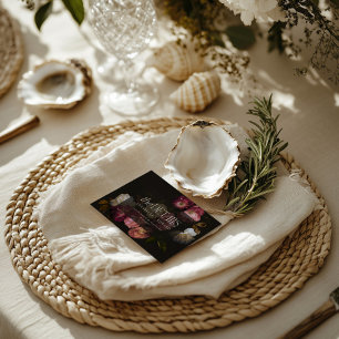 Moody Floral Wedding Details Burgundy & Black RSVP Card