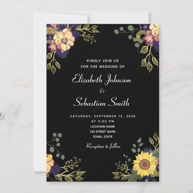 Moody Floral Wedding Invitation (Front)
