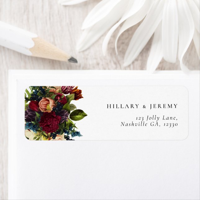 Moody Floral Wedding Return Address  (Insitu)