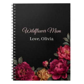 Moody Floral Wildflower Mum Personalised Notebook