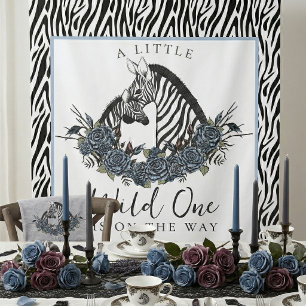 Moody Floral Zebra Safari Little Wild One Backdrop Tapestry