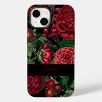 Moody Florals Black & Burgundy Vintage Monogram