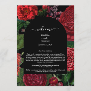 Moody Florals Burgundy Wedding Itinerary Program Programme