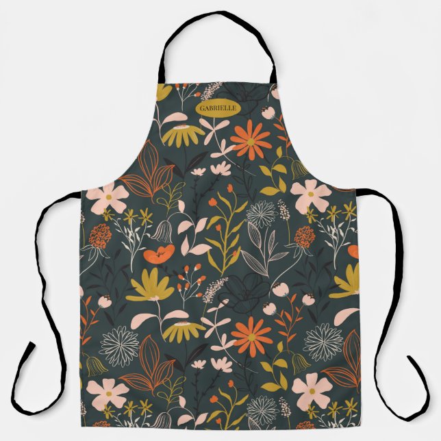 Moody Florals Personalised Apron (Front)