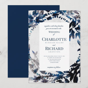 Moody Florals watercolour wedding Invitation