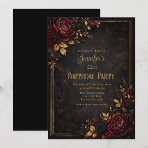 Moody Flowers Birthday Invitation
