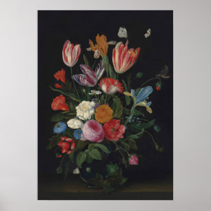 Moody Flowers, Vintage Floral Art Poster