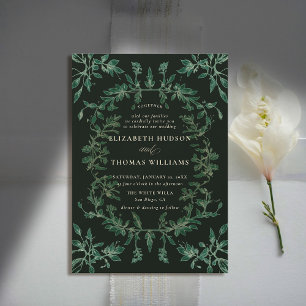 Moody Forest Botanical Modern Classic Wedding Invitation