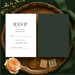 Moody Forest Green Wedding RSVP  Card