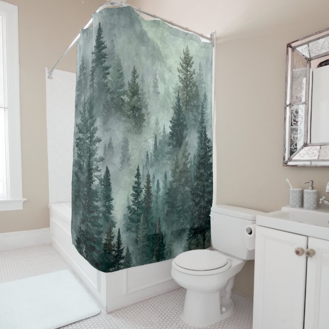 Moody Forest Shower Curtain (In Situ)