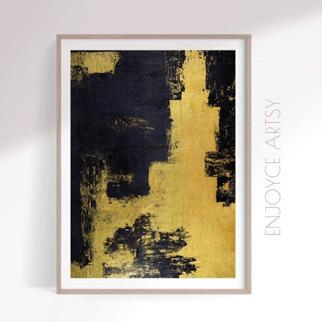 Moody gold & black abstract painting wall art  (Creator Uploaded)