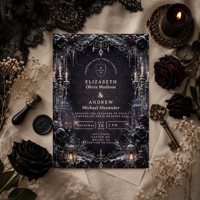 Moody Goth Winter Wedding Invitation (Creator Uploaded)