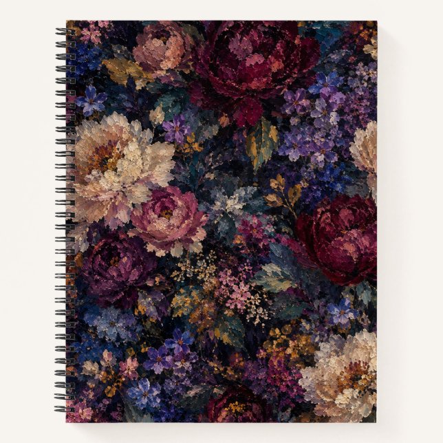 Moody gothic botanical Impressionist Floral  Notebook (Front)