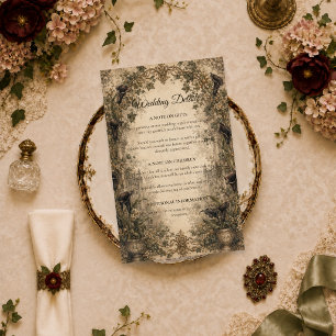 Moody Gothic Botanical Wedding Enclosure Card