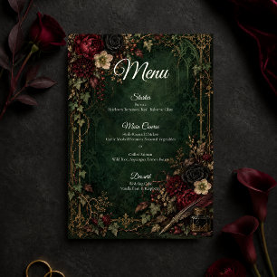 Moody Gothic Botanical Wedding Menu