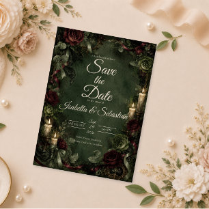 Moody Gothic Botanical Wedding Save The Date