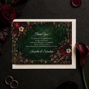 Moody Gothic Botanical Wedding Thank You Card