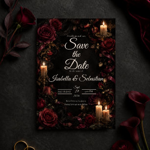 Moody Gothic Candlelit Rose Wedding Save The Date