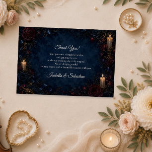 Moody Gothic Candlelit Wedding Thank You Card