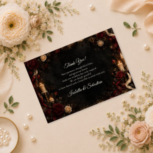 Moody Gothic Candlelit Wedding Thank You Card