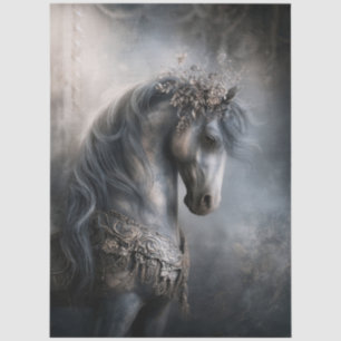 Moody Gothic Carousel Horse for Decoupage Tissue Paper