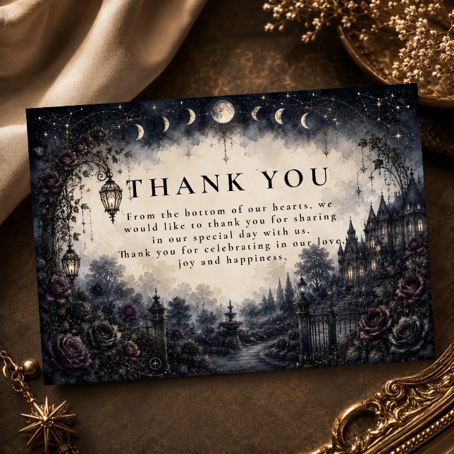 Moody Gothic Celestial Wedding Thank You Card (Creator Uploaded)