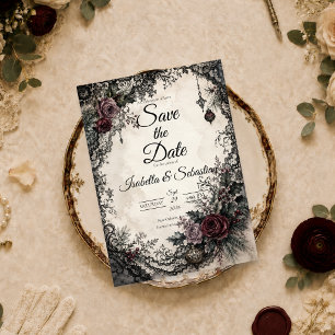 Moody Gothic Christmas Wedding Save The Date