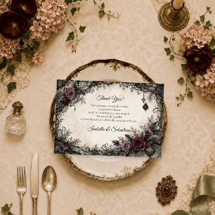 Moody Gothic Christmas Wedding Thank You Card