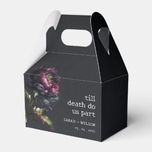 Moody Gothic Dark Purple Black Peony Wedding Favour Box