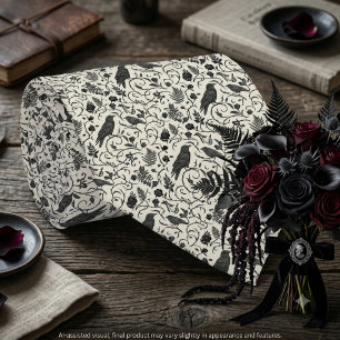 Moody Gothic Deep Black Ivory Raven Tie