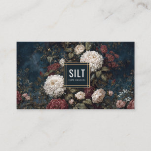 Moody Gothic Floral Dark Velvet Peony Gold Frame Business Card