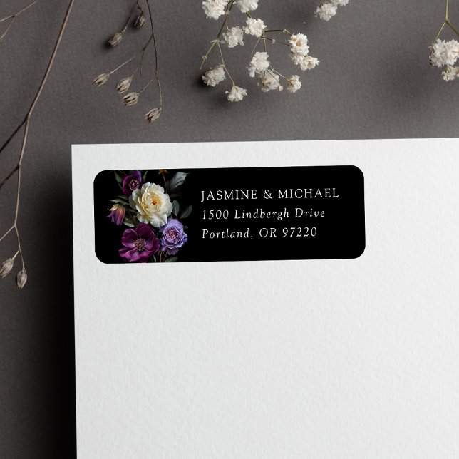 Moody Gothic Floral Wedding Return Address (Creator Uploaded)